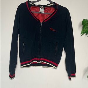 Harley Davidson Women's Black and Red Zip-Up Sweater